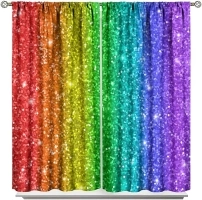 Rainbow Spot Blackout Curtains (Not Sequin Glitter Sparkle) Rod Pocket Girls Fantasy Polka Dots Gradual Change Art Printed Living Room Bedroom Window Drapes Treatment Fabric 42x45 Inch