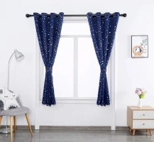 Autumn Dream Navy Blue Star Kids Blackout Curtains Panels for Bedroom, Grommet Top Starry Sky Kids Curtains for Nursery, Living Room (52by63inch)