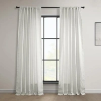 HPD Half Price Drapes 100% Euro Linen Room Darkening Curtains for Bedroom & Living Room 50 X 108, (1 Panel) LNCH-EGB8041033-108, Warm White