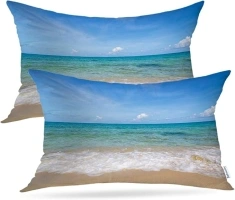 Batmerry Seaside Holiday Scenery Throw Pillow Covers,Amazing Beach in KOH Samui Decorative Pillow Covers Digital Printing Blended Fabric for Couch Sofa Bed Invisible Zipper 12X20 in