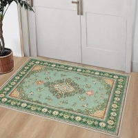 Tepook Small Rugs for Entryway, Front Door Mats Indoor Entrance Rugs, Kitchen Rugs Non Slip Washable Rugs 2x3, Low-Pile Floor Carpet for Bedroom Bathroom Foyer Cabinets, Green