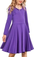 Arshiner Girls Long Sleeve Stretchy Dress A line Twirly Skater School Party Dress