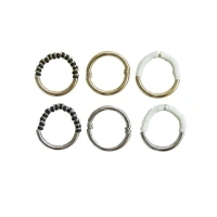 Time and Tru Black/Winter White/ Gold& Silver Brass/Iron/Fimo/Plastic 6PCS Stretchy Ring Set