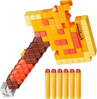 Nerf Minecraft Firebrand, Dart Blasting Axe, 6 Nerf Elite Foam Darts, Design Inspired by Minecraft Axe in The Game, Pull Down Priming, Minecraft Toys