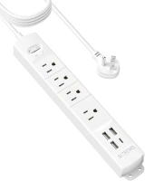 TROND Surge Protector Power Strip with USB, Ultra Thin Flat Plug 15ft Long Extension Cord 1625W, 3 USB A & 1 Type C, 4 AC Outlets 1440J Surge Protection for Wall Mount for Home Office Dorm Room, White