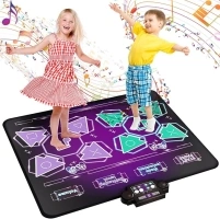 Kids Dance Mat Toys - 2-Player Dance Pad Gifts for Girls Boys Toddlers 3 4 5 6 7 8 9 + Year Old Electronic Dancing Mat Floor Games Toy with Music Light Christmas Birthday Gift (Purple)