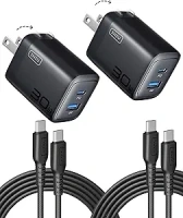 INIU USB C Charger, 2-Pack 30W PD QC 3.0 Dual Port Fast Charging Type C Charger Block with 5ft USB-C Cable, Compact USB C Wall Charger with Foldable Plug for iPhone 16 15 14 Pro Max Samsung S23 S22