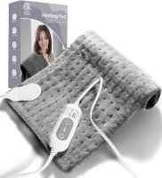 Heating Pad for Back,Electric Heat Pad Fast Heat Relief Cramps,3 Level Timming,6 Level Heat Setting,Auto Shut Off, Machine Washable,Suitable for Back,Neck,Abdomen Pain Relief (Light Grey, 12