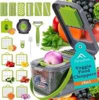 APSARAS USA Pro 18 in1 Veggie Chopper, Food Chopper with Container, Vegetable Cutter & Spiralizer for Onion Salad,Kitchen Gadgets Accessories,Home Essential Gadget&Kitchen,1.8L