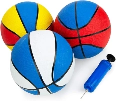 Boley Rubber Basketball Set with Pump - 3 Pk 22 inch Size 3 Indoor & Outdoor Basketballs for Kids 3+
