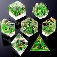 7 Piece RPG Polyhedral Dice Set, Sharp Edge DND Dice Set for Dungeons and Dragons Role Playing Games Dark Green Mountain