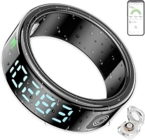 Smart Ring Health Tracker with Display for Women Men - German Chip,Ultra Light,Ultrathin,Free Charging case,iOS/Android/Fitness/Heart Rate/SpO2/Sleep/Step/Pressure