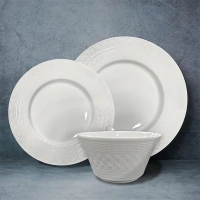 12-Piece Ceramic Dinnerware Set for 4 – Ceramic Plate and Bowel sets, Made by Kolin, Annealing, High Porosity and Density, Dense and Translucence (White)