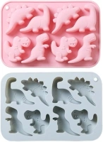 A-XINTONG 2-Pack Cute Silicone Cake Mold, Cartoon Dinosaur-Shaped Chocolate Tray, 8 Capacity Candy Fudge Mold, for Cake Baking Decoration Tool DIY Handmade Soap
