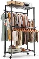 HOKEEPER Clothes Racks Heavy Duty Clothing Racks for Hanging Clothes Adjustable Coat Rack with Wheels & Hooks Freestanding Wire Garment Rack Portable Closet Wardrobe 400 LBS 74.8