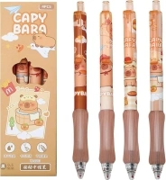 4 Pcs Capyabra Gel Pens Cute Retractable Pens 0.5mm Black Ink Writing Pen Office School Supplies Kawaii Cartoon Pen for Girls Boys Kids Women Men (4Pcs Capybara)