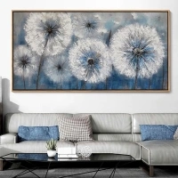 Dandelion Painting Wall Art for Living Room Canvas Print Picture for Living Room Large Wall Decor Home Bedroom Decoration Modern Framed Artwork (With Dark Framed) Wall Art 20x40