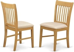 East West Furniture NFC-OAK-C Norfolk Kitchen Dining Chairs - Linen Fabric Upholstered Wood Chairs, Set of 2, Oak