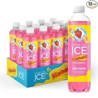 Sparkling Ice STARBURST Strawberry, Zero Sugar Flavored Sparkling Water, with Vitamins and Antioxidants, Low Calorie Beverage, 17 fl oz Bottles (Pack of 12)