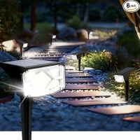 Solar Spot Lights Outdoor, Solar Lights Outdoor Waterproof IP65, Compact Design, Landscape Spotlights for Garden Tree Yard House Pathway Decorations, 6 Pack, Cool White