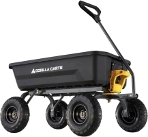 Gorilla Carts 4GCG-NF Poly Dump Cart, 600-Pound Capacity with No-Flat Tires, 4 Cubic Feet, Amazon Exclusive