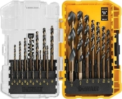 DEWALT Drill Bit Set, 21-Piece, 135 Degree Split Point, 31 Degree Helix, Black Oxide Coated, For Plastic, Wood and Metal (DWA1181)