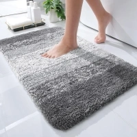 OLANLY Bathroom Rug Mat 24x16, Extra Soft and Absorbent Microfiber Bath Rugs, Non-Slip Plush Shaggy Bath Carpet, Machine Wash Dry, Bath Mats for Bathroom Floor, Tub and Shower, Grey