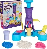 Kinetic Sand, Soft Serve Station with 14oz Play Sand (Blue, Pink & White), 2 Ice Cream Cones & 2 Tools, Sensory Toys for Kids, Classroom Must Haves