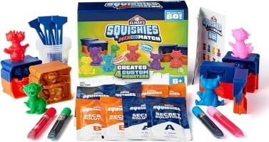 Elmer’s Squishies Mix and Match, DIY Squishy Toys, Kids Crafts, Creates 4 Mix and Match Characters, 24 Piece Kit