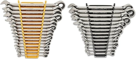 GEARWRENCH 30 Piece 12 Point Ratcheting Combination SAE/Metric (1/4-1 in., 8-24 mm) Wrench Set with Wrench Racks - 86702