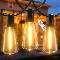 50FT Outdoor String Lights, Patio Lights with 26 Shatterproof LED Vintage Edison Bulbs, Waterproof Outside Hanging Lights, Connectable Outdoor Lights for Porch, Backyard, Camping, 2700K…