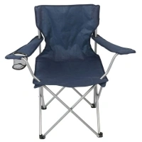 Ozark Trail Basic Quad Folding Camp Chair with Cup Holder, Blue, Adult