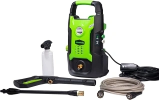 Greenworks 1600 PSI (1.2 GPM) Electric Pressure Washer (Ultra Compact / Lightweight / 20 FT Hose / 35 FT Power Cord) Great For Cars, Fences, Patios, Driveways