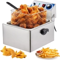 11L Capacity Commercial-Grade Double Tank Deep Fryer Adjustable Temperature Control Safe Operation Ideal for a Variety of Foods