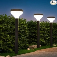 Sunco 6 Pack Round Solar Pathway Lights Outdoor, Super Bright 120 LM, 2CCT 2700K/4000K, Dimmable Path Lights for Garden, Backyard, Walkway, Driveway