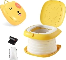 Portable Potty Seat For Toddler Travel, Travel Potty Seat For Toddler with Carry Handle, Portable Toilet For Kids Girls and Boys, Car Potty For Toddler (Yellow)