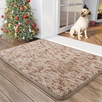 MontVoo-Front Door Mat Outdoor Indoor Entrance Doormat-Welcome Mat Outside Door Mats for Home Entrance Durable Absorbent Non Slip Dirt Trapper Heavy Duty-Abstract Brown 17"x30"