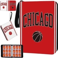 Basketball Card Binder with Sleeves 900 Pocket, Chicago Basketball Card Holder for Trading Cards, Basketball Collector Album Folder Organizer 3 Ring Binder Storage Case Book for Kids Boys Gift