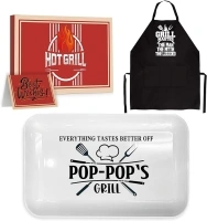 Poppop Gifts, Fathers Day Pop Pop Grill Platter Gift BBQ Grilling Barbecue Serving Tray Plate Dishes, Poppop Birthday Gift from Grandkids for Salads Desserts Charcuterie Outdoor Indoor Cooking