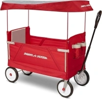 Radio Flyer 3-in-1 EZ Fold Wagon; Red Folding Wagon with Canopy; Collapsible Wagon for Kids, Cargo, & Garden