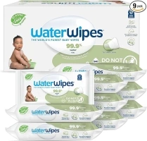 WaterWipes Plastic-Free Textured Clean, Toddler & Baby Wipes, 99.9% Water Based Wipes, Unscented & Hypoallergenic for Sensitive Skin, 540 Count (9 packs), Packaging May Vary