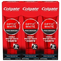 Colgate Optic White Pro Series Stain Prevention Hydrogen Peroxide Toothpaste, Teeth Whitening Toothpaste, Effectively Removes Tea, Coffee, and Wine Stains, Enamel-Safe for Daily Use, 3 Pack, 3.0 oz