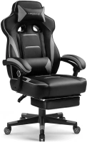 GTPLAYER Gaming Chair with Footrest, Big and Tall Game Chair 350lb Racing Style Computer Chair, Ergonomic Executive Office Chair High Back with Lumbar Support and Recliner, Gray