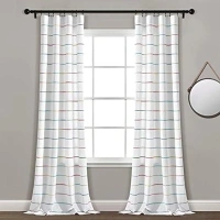 Lush Decor Ombre Stripe Yarn Dyed Cotton Window Curtain Panel Set - Colorful Tufted Yarn Stripe Detail - 2 Window Panels - 40" W x 84" L, Rainbow