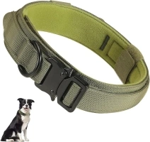 Tactical Dog Collar with Handle, Heavy Duty Military Dog Collar with Heavy Metal Buckle for Training, Adjustable Tactical Collars for for Medium and Large Dogs (XL, Green)