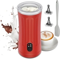 Milk Frother, 4-in-1 Milk Frother and Steamer, 240ml/8.1oz Automatic Hot and Cold Foam Maker, Electric Milk Frother for Coffee, Latte, Cappuccino, Matcha, Hot Chocolate(Red)