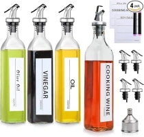 Accguan 17oz Olive Oil Dispenser Bottle,Leakproof Oil Dispenser,Set with Sticker and Pen,Suitable for Storing Olive Oil, Vinegar and Other Liquids (4 PCS)