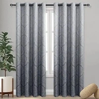 DWCN Ombre Blackout Curtains for Bedroom - Damask Patterned Thermal Insulated Energy Saving Grommet Curtains for Living Room, Set of 2 Panels, 52 x 84 Inch Length, Grey