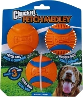 Chuckit! Dog Fetch Ball Medley, Medium, 3 Pack, Ultra, Rugged Balls Included