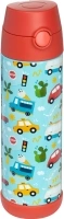 Snug Kids Water Bottle - insulated stainless steel thermos with straw (Girls/Boys) - Cars, 17oz